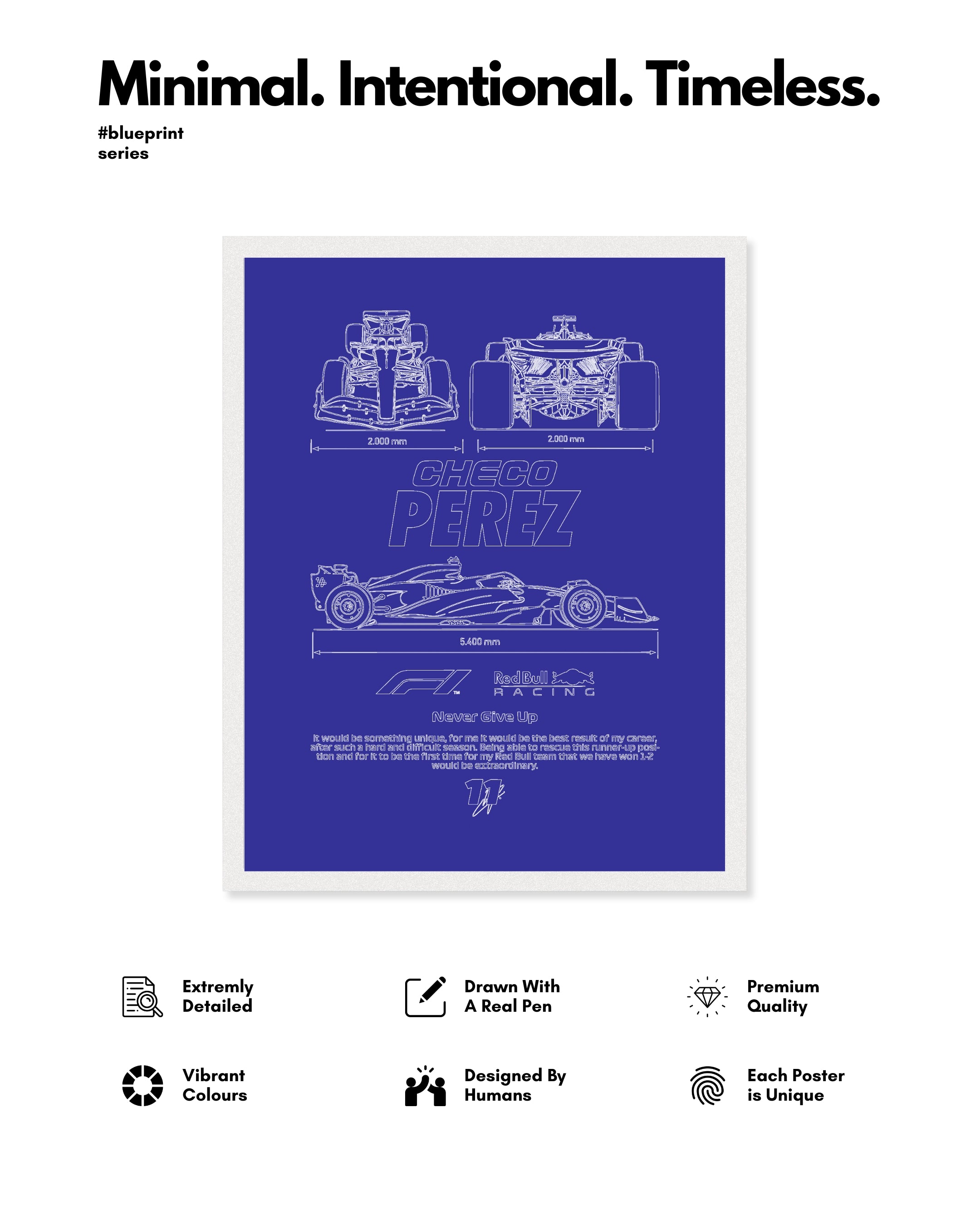 Checo Perez Blueprint Line Art Poster