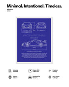 Porsche GT3RS Blueprint Line Art Poster
