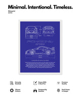 Porsche GT3RS Blueprint Line Art Poster