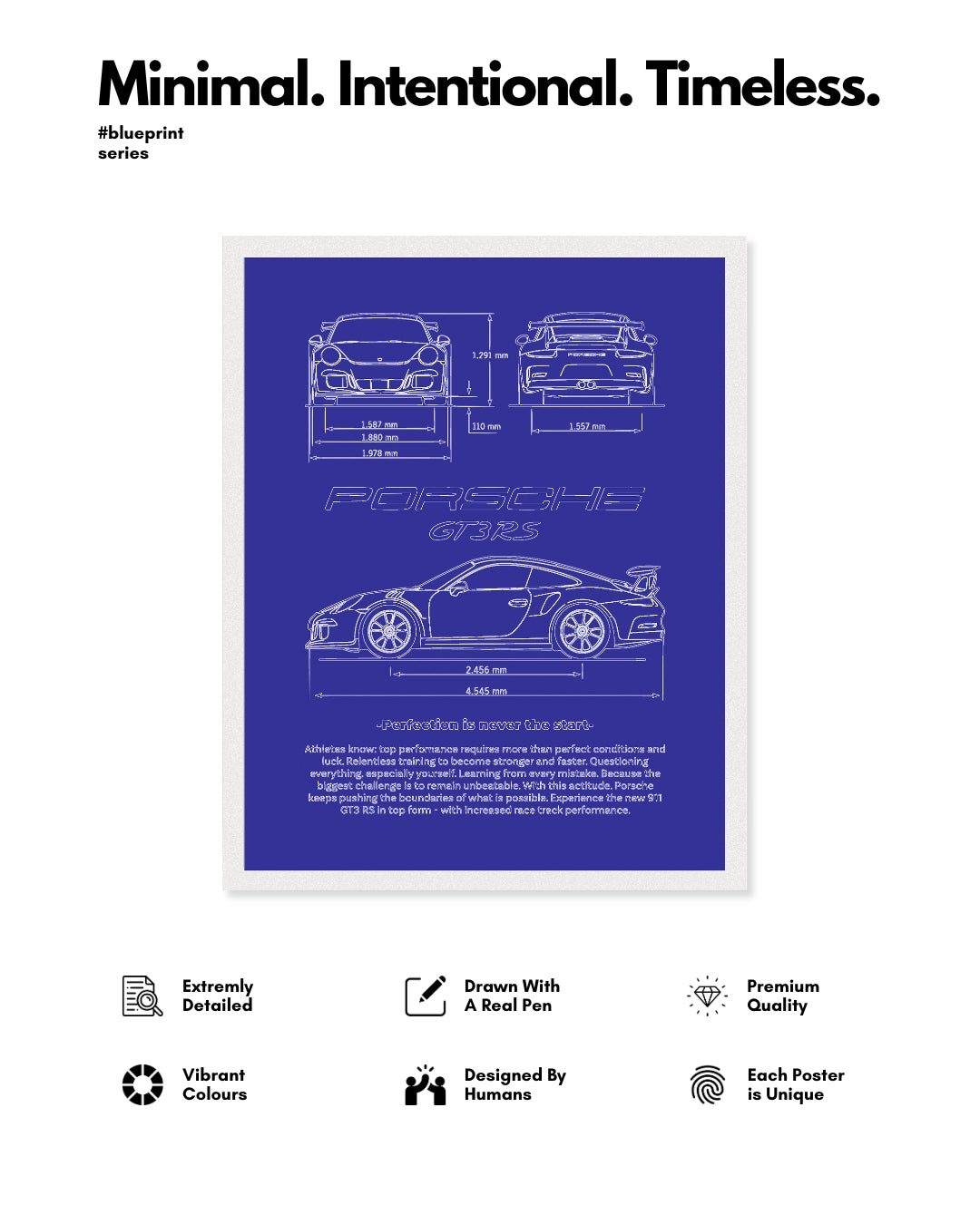 Porsche GT3RS Blueprint Line Art Poster