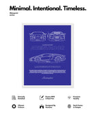 Lamborghini Aventador S Blueprint Line Art Poster