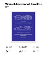 Lamborghini Aventador S Blueprint Line Art Poster