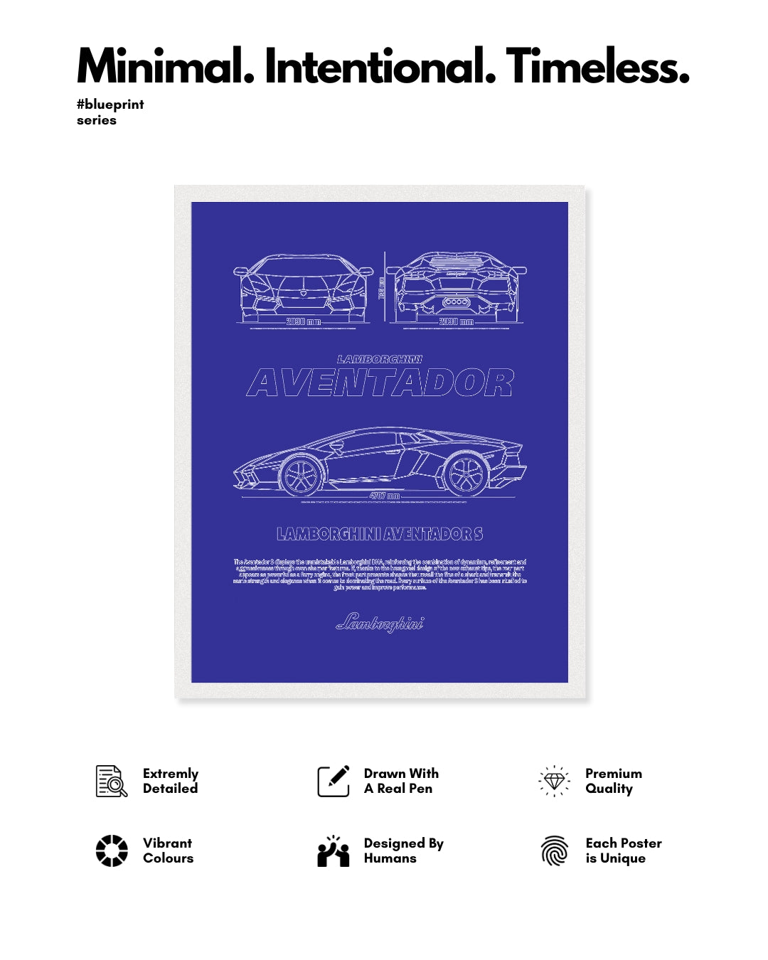 Lamborghini Aventador S Blueprint Line Art Poster
