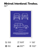 Jeep Rubicon Blueprint Line Art Poster