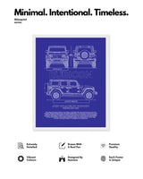 Jeep Rubicon Blueprint Line Art Poster