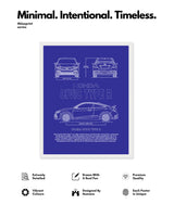 Honda Civic Type R Blueprint Line Art Poster
