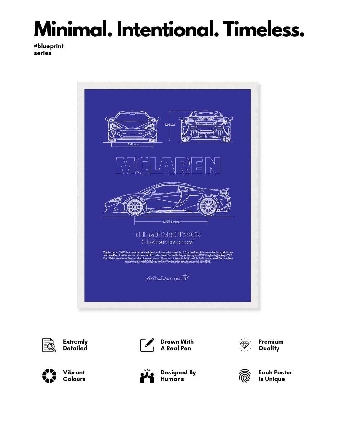 Mclaren 720 Blueprint Line Art Poster