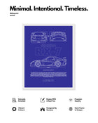 Mazda RX-7 Blueprint Line Art Poster