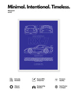Mazda RX-7 Blueprint Line Art Poster