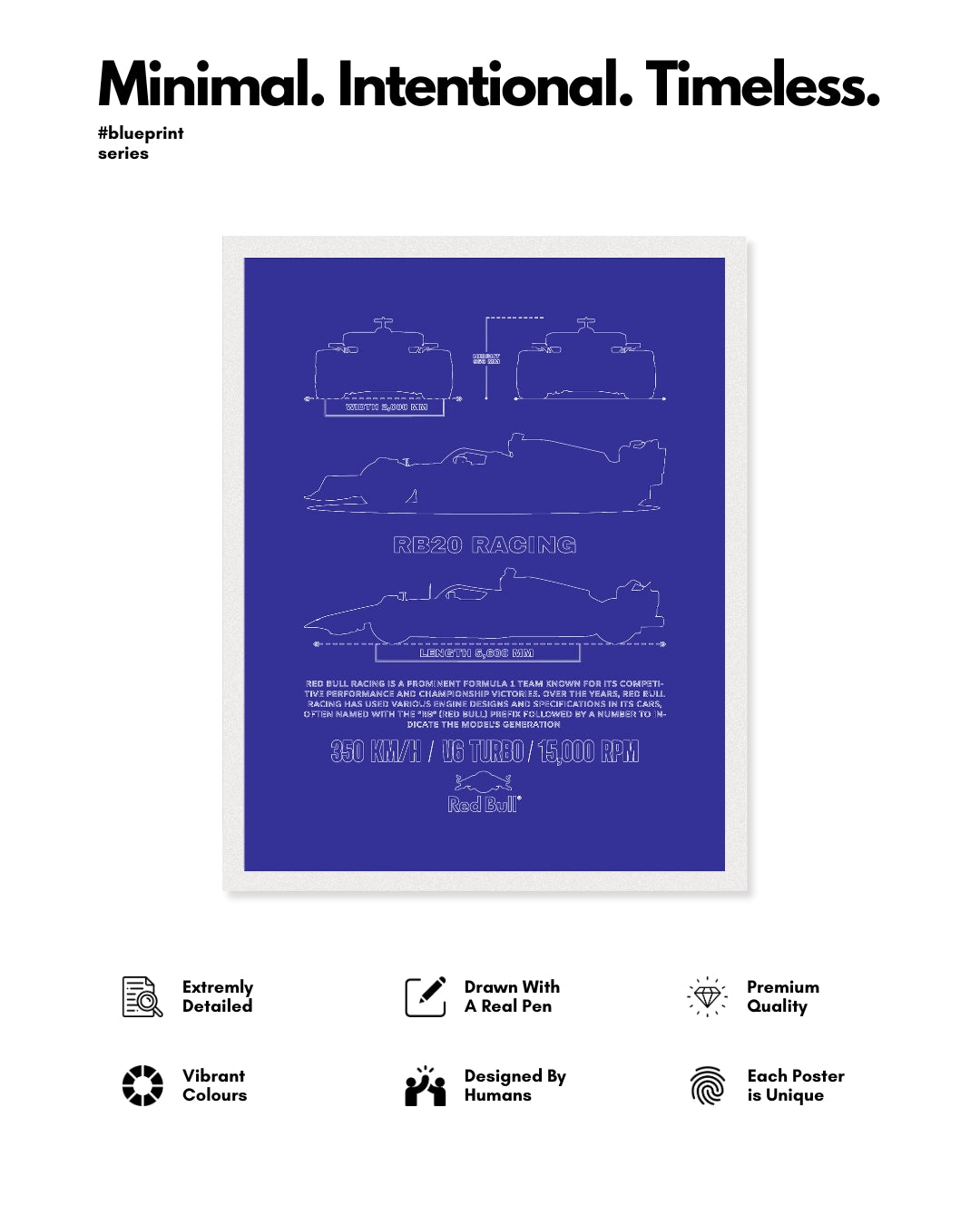 F1 - RB20 Racing Blueprint Line Art Poster