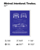 Ford Mustang 1965 Blueprint Line Art Poster