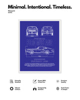 Ford Mustang 1965 Blueprint Line Art Poster