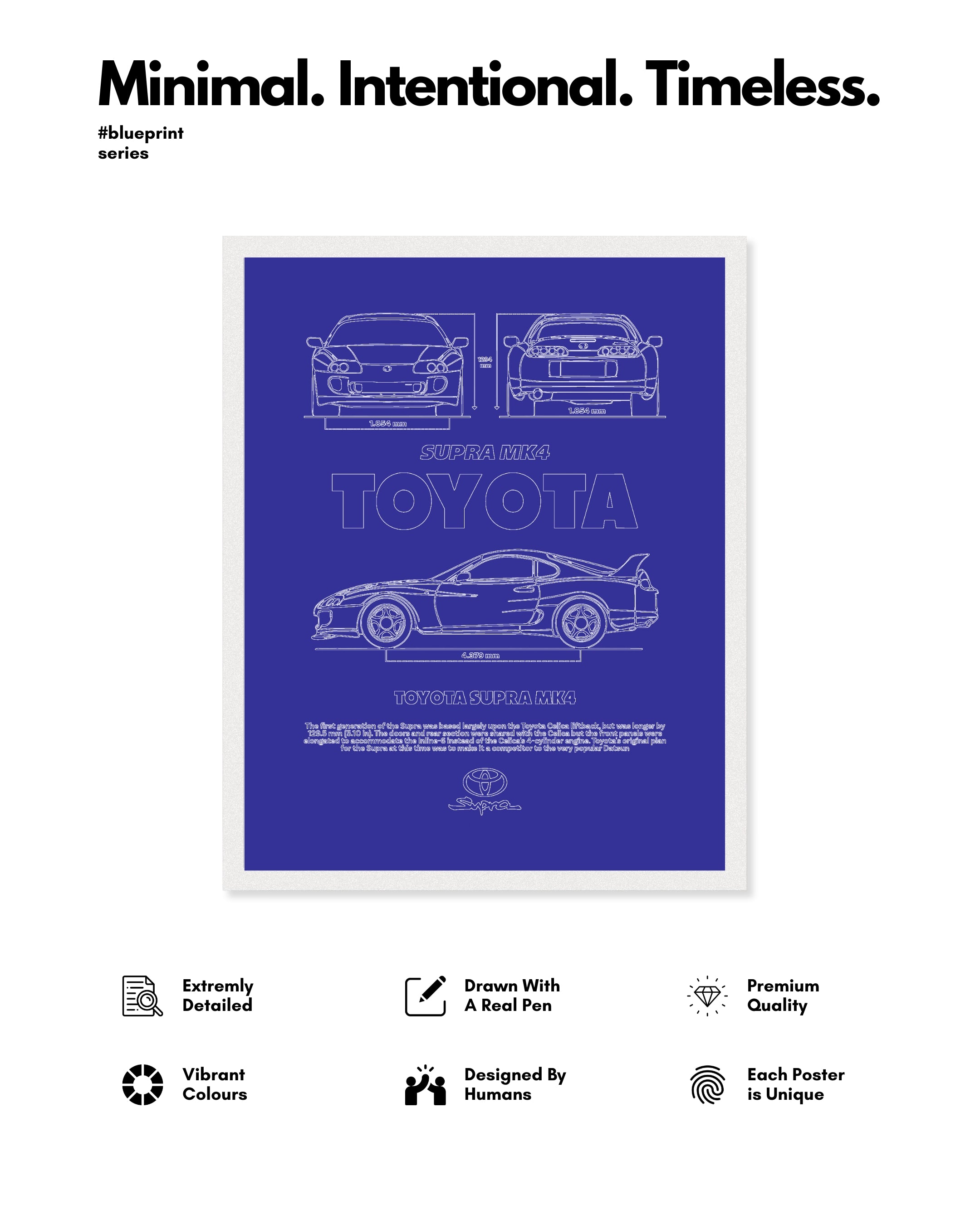 Supra Mk4 Blueprint Line Art Poster