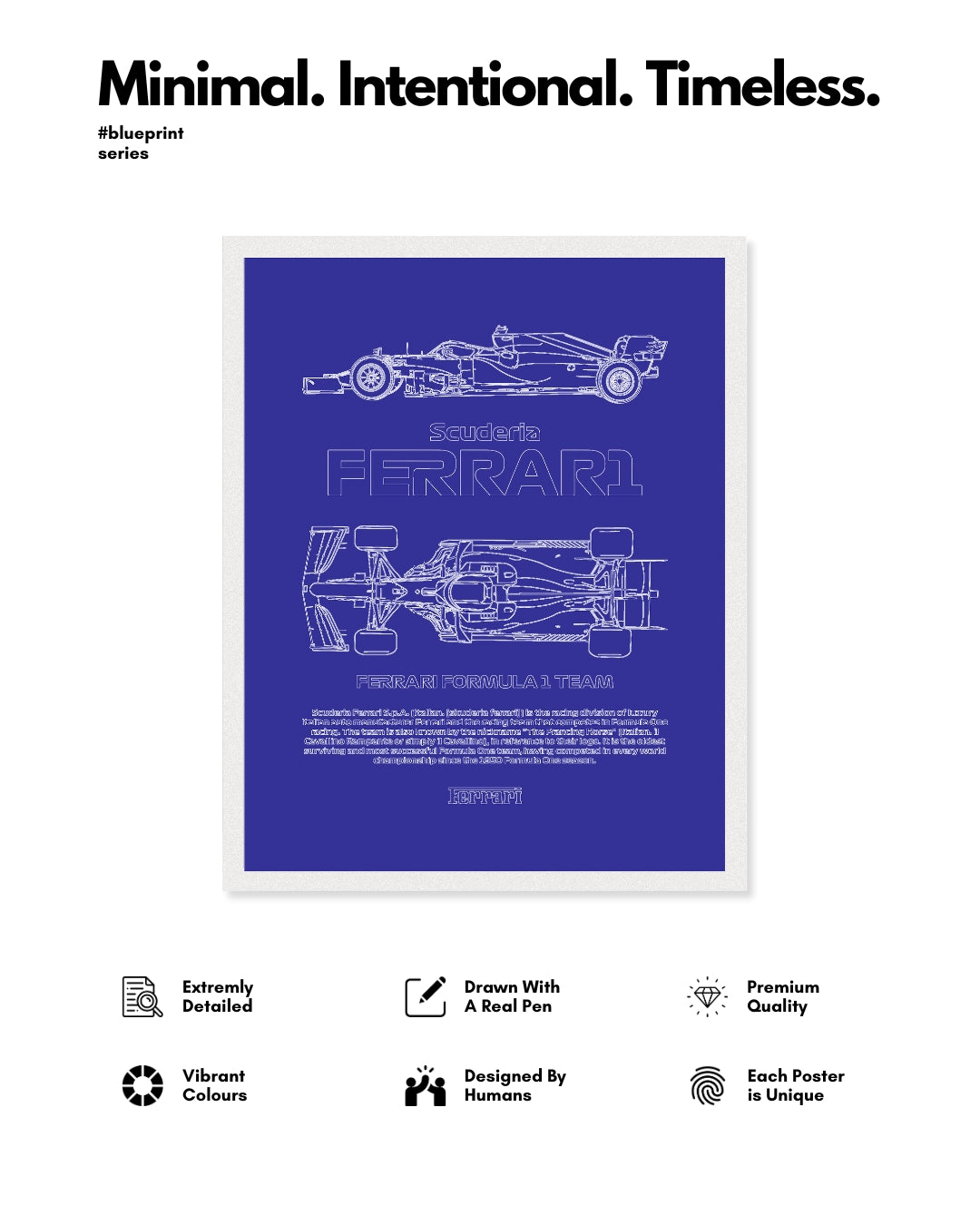 Ferrari F1 Blueprint Line Art Poster