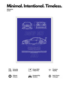 BMW M3 Blueprint Line Art Poster
