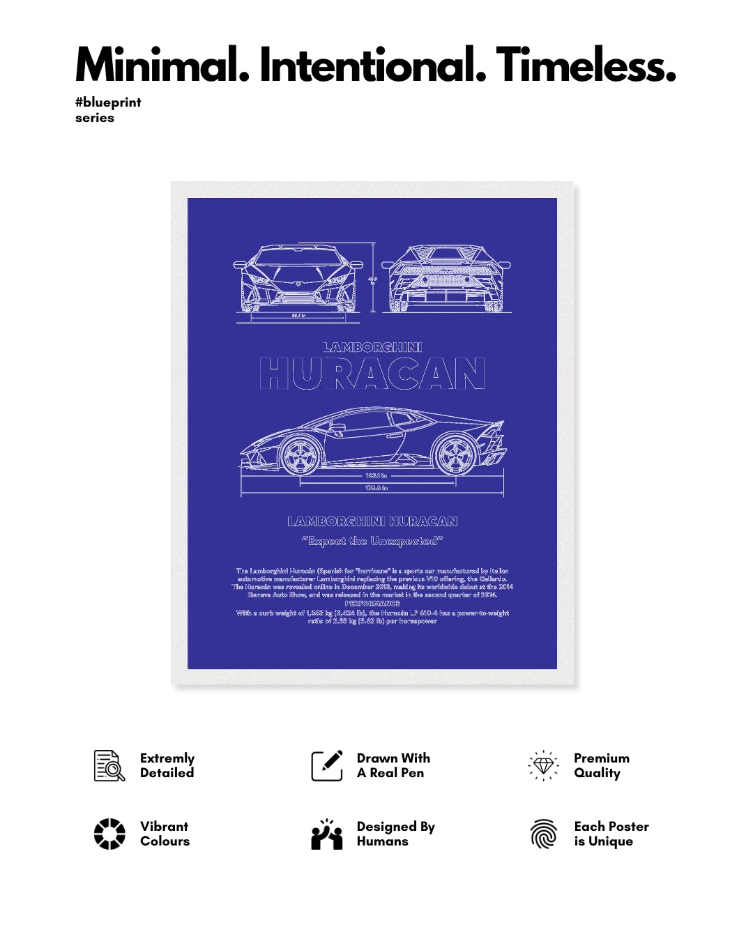 Lamborghini Huracan Blueprint Line Art Poster