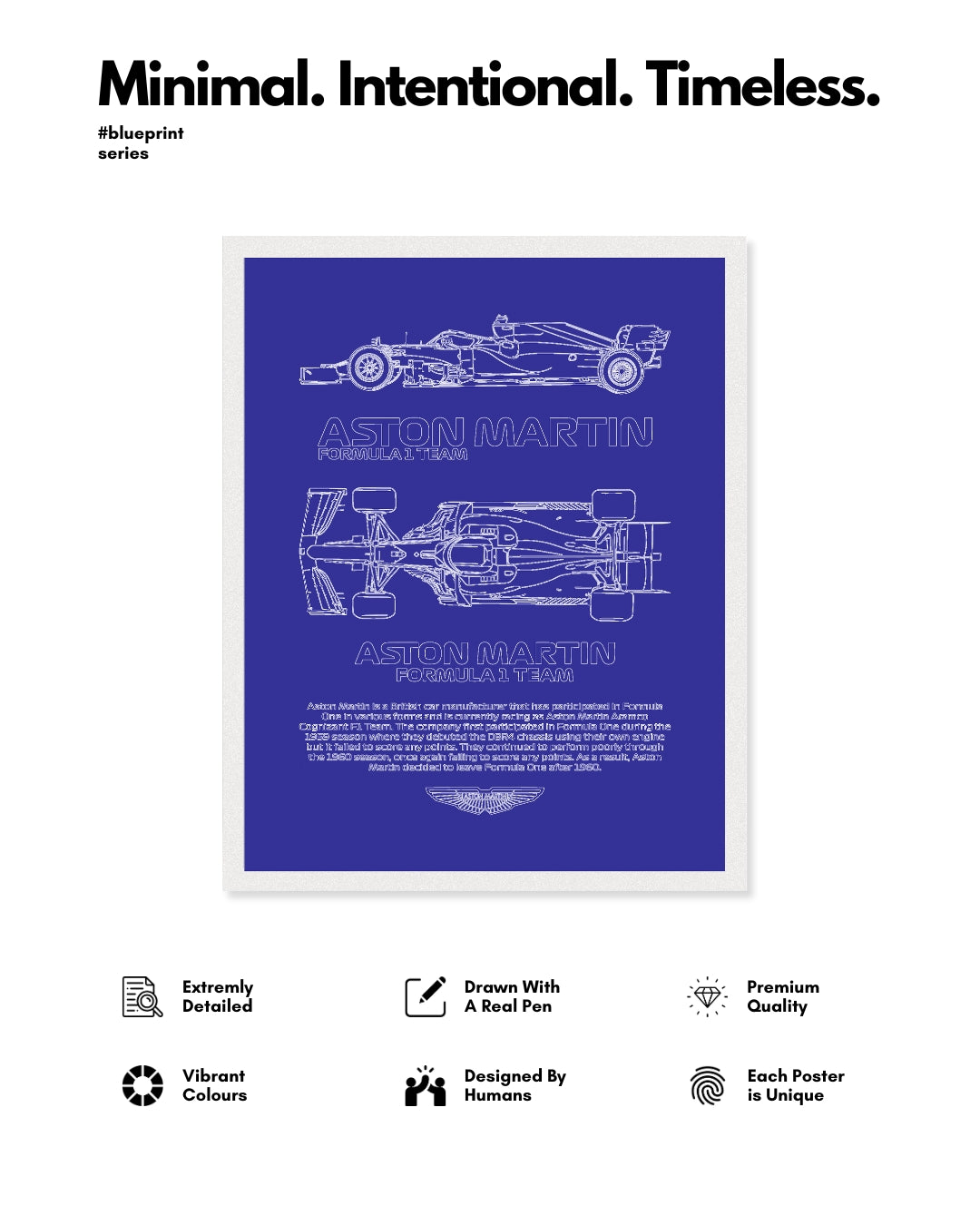 Aston Martin F1 Blueprint Line Art Poster