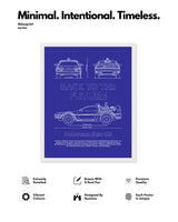 Back To The Future DeLorean Blueprint Line Art Poster