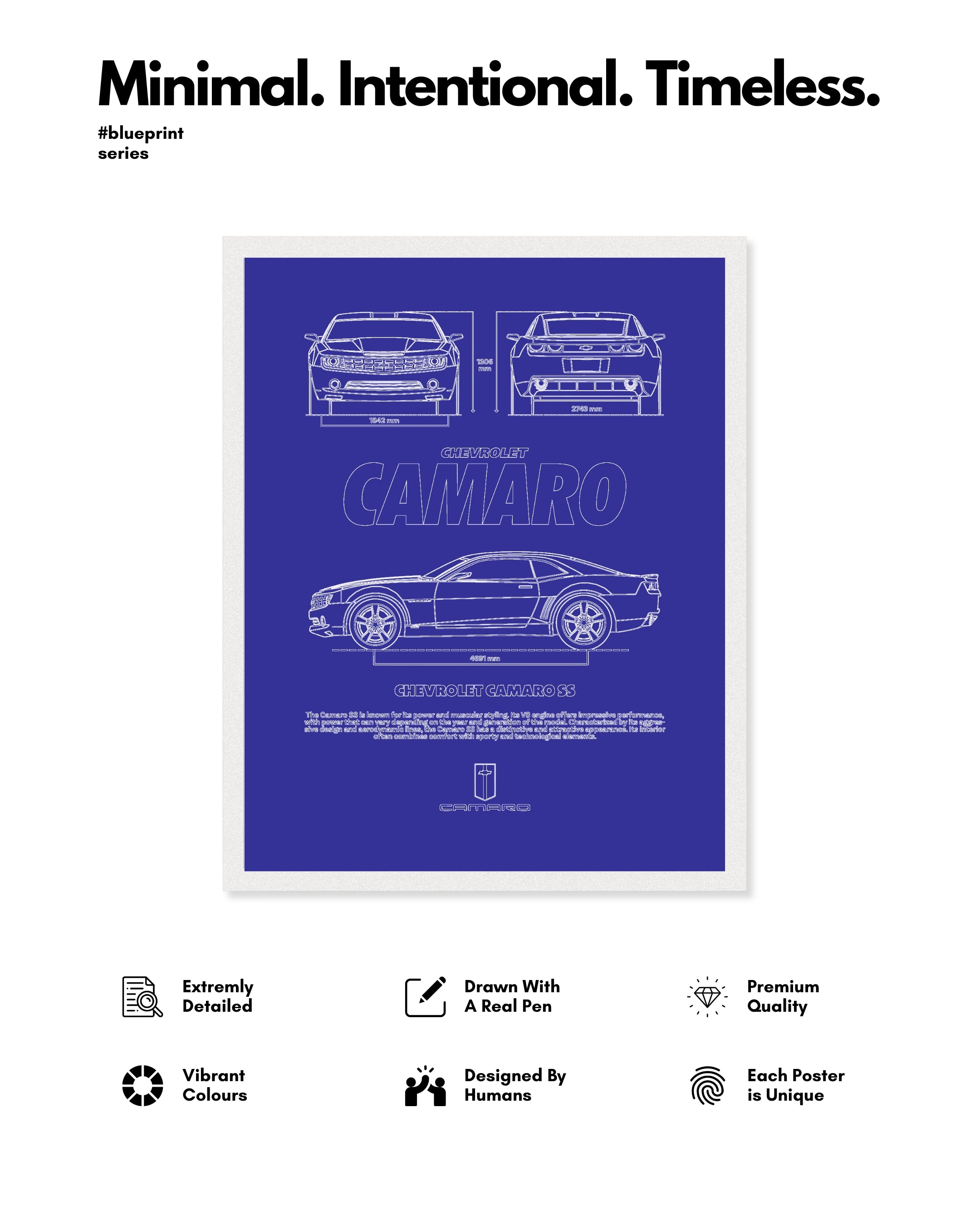 Camaro Blueprint Line Art Poster
