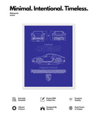 Porsche Cayman Blueprint Line Art Poster