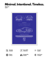Porsche Cayman Blueprint Line Art Poster