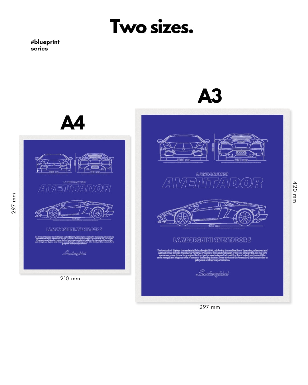 Lamborghini Aventador S Blueprint Line Art Poster