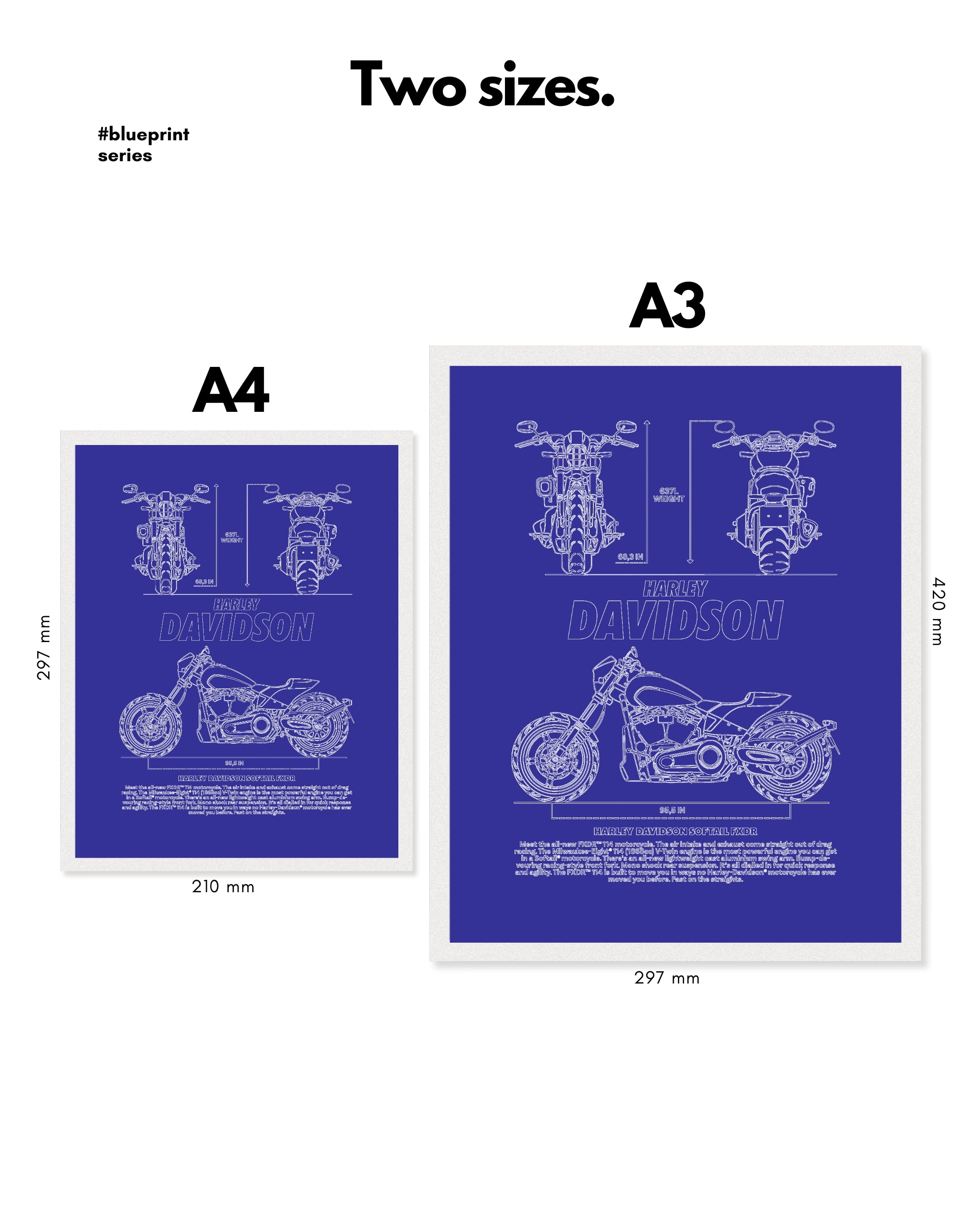 Harley Davidson Softail FXDR Blueprint Line Art Poster - Bike Poster