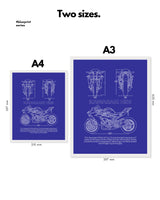 Kawasaki H2R Blueprint Line Art Poster - Bike Poster