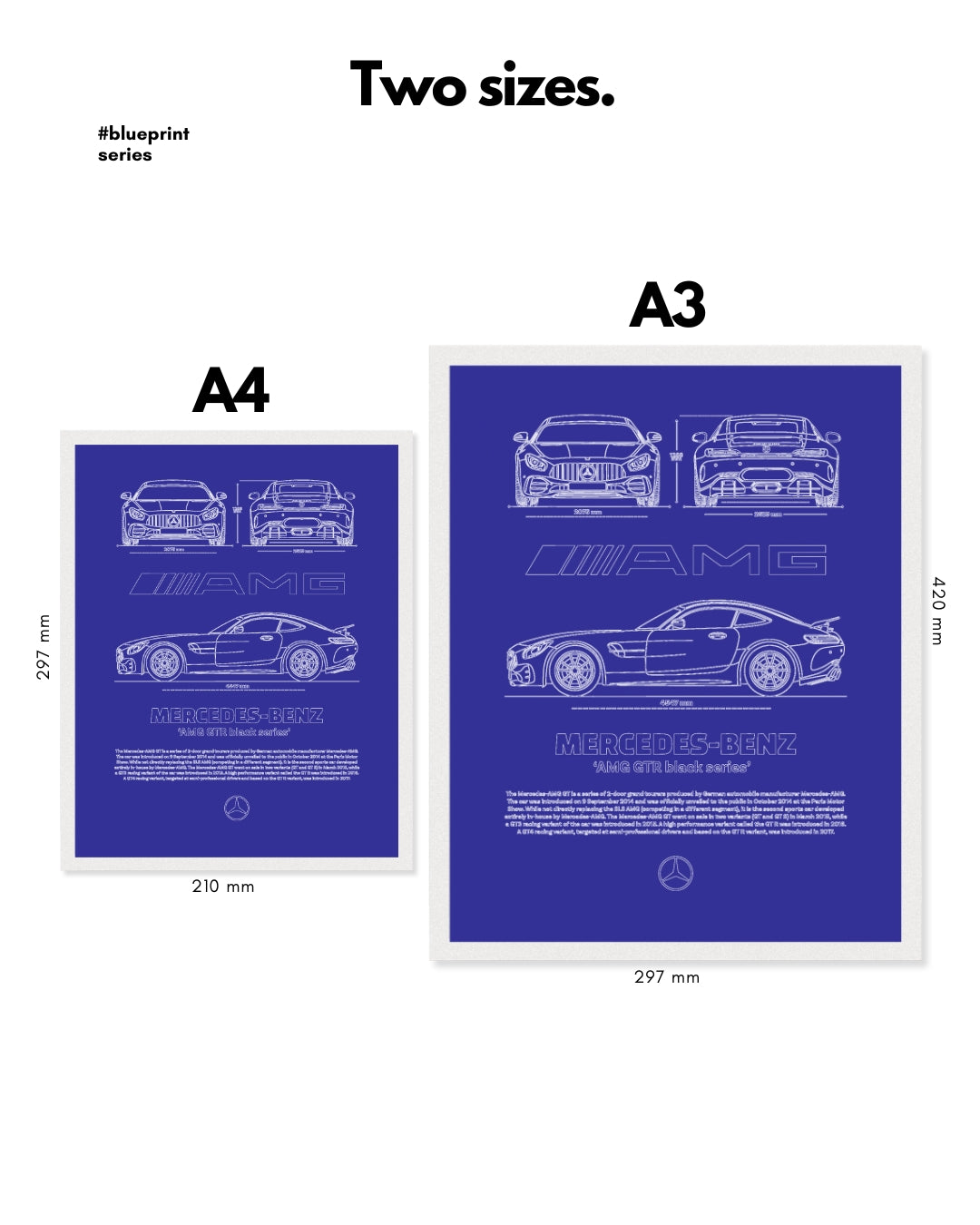 Mercedes AMG GTR Blueprint Line Art Poster
