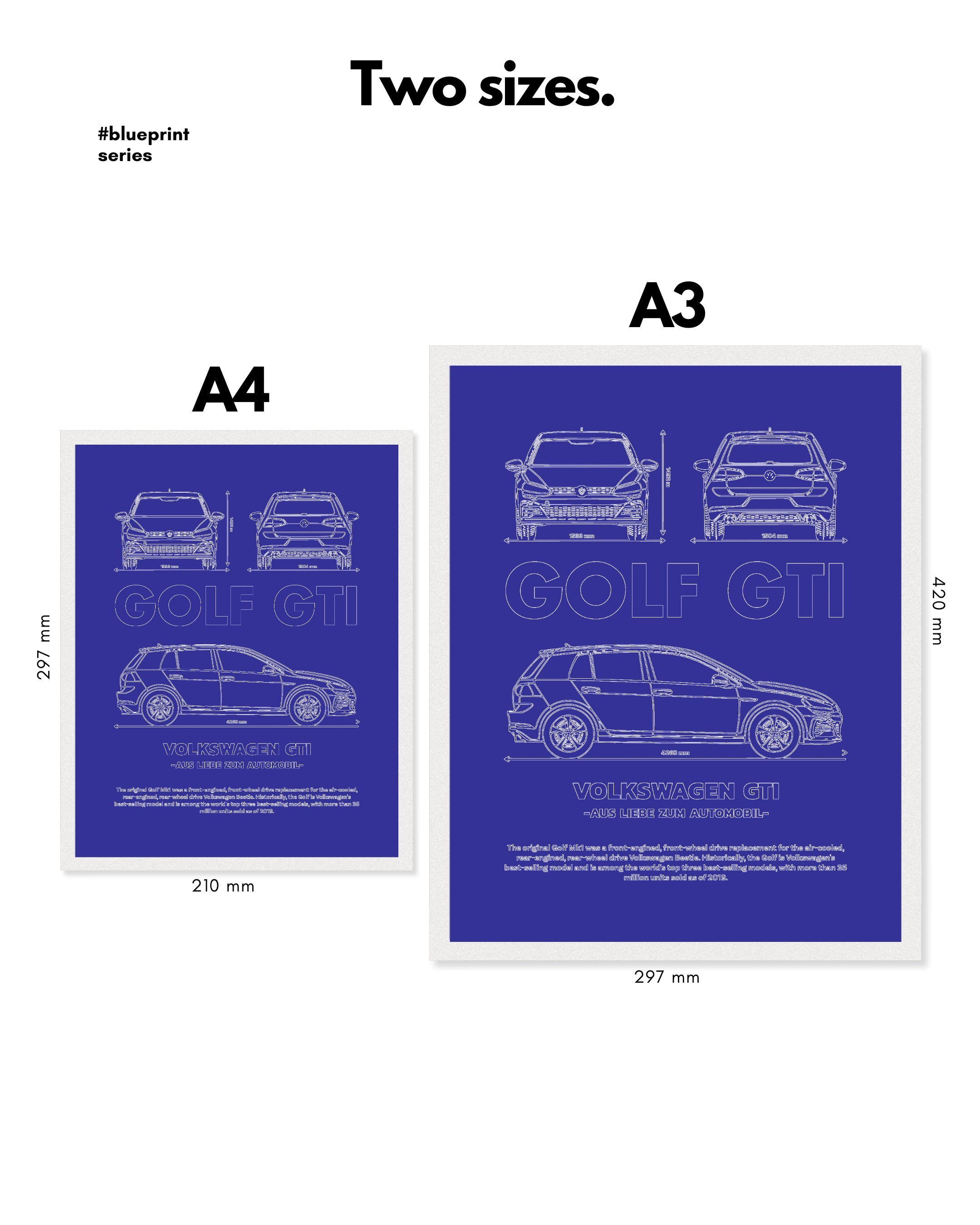 Volkswagen Golf GTI Blueprint Line Art Poster