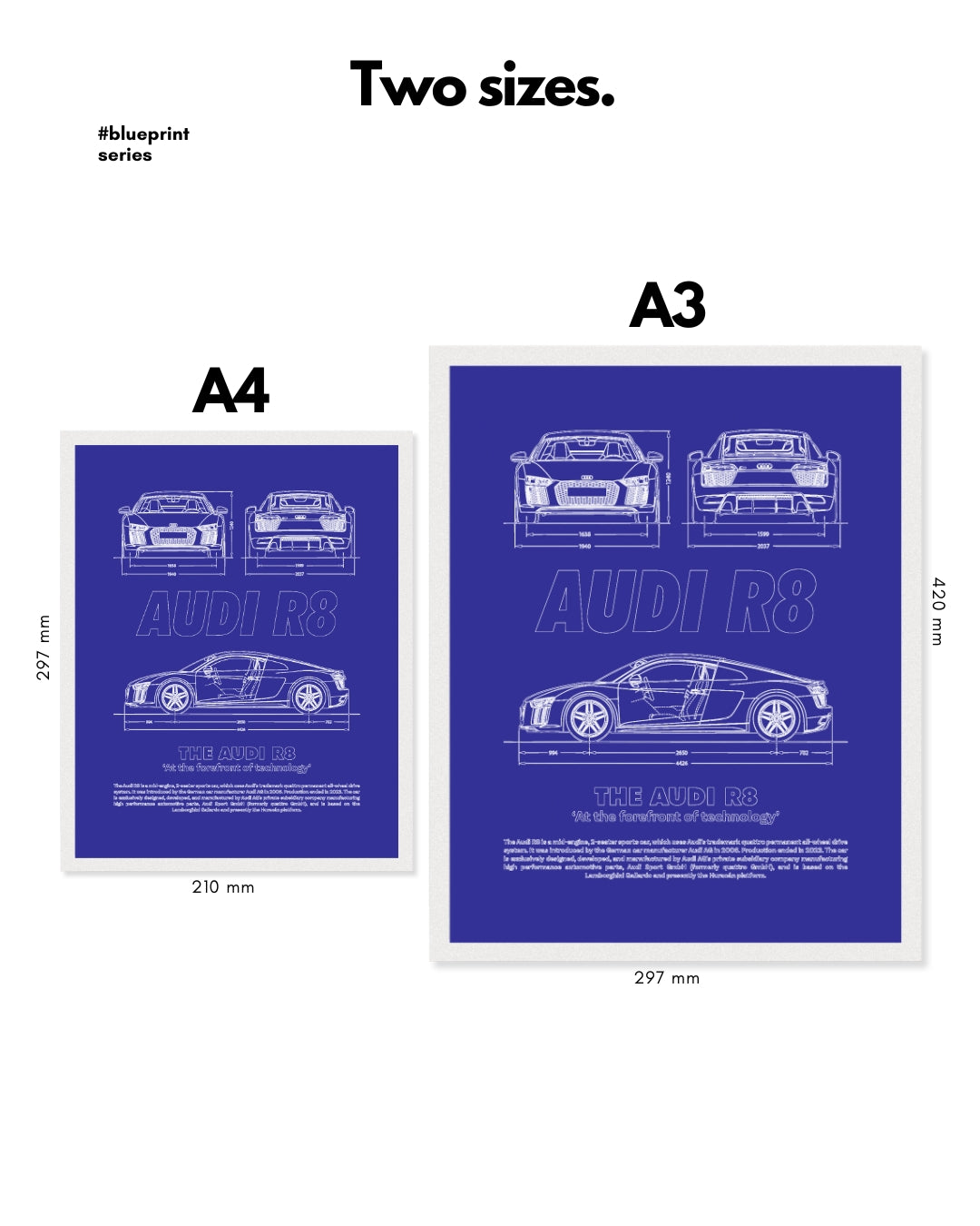 Audi R8 Blueprint Line Art Poster