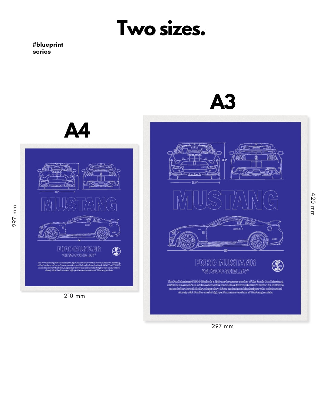 Ford Mustang Blueprint Line Art Poster