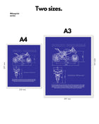 Ducati Panigale Blueprint Line Art Poster - Bike Poster