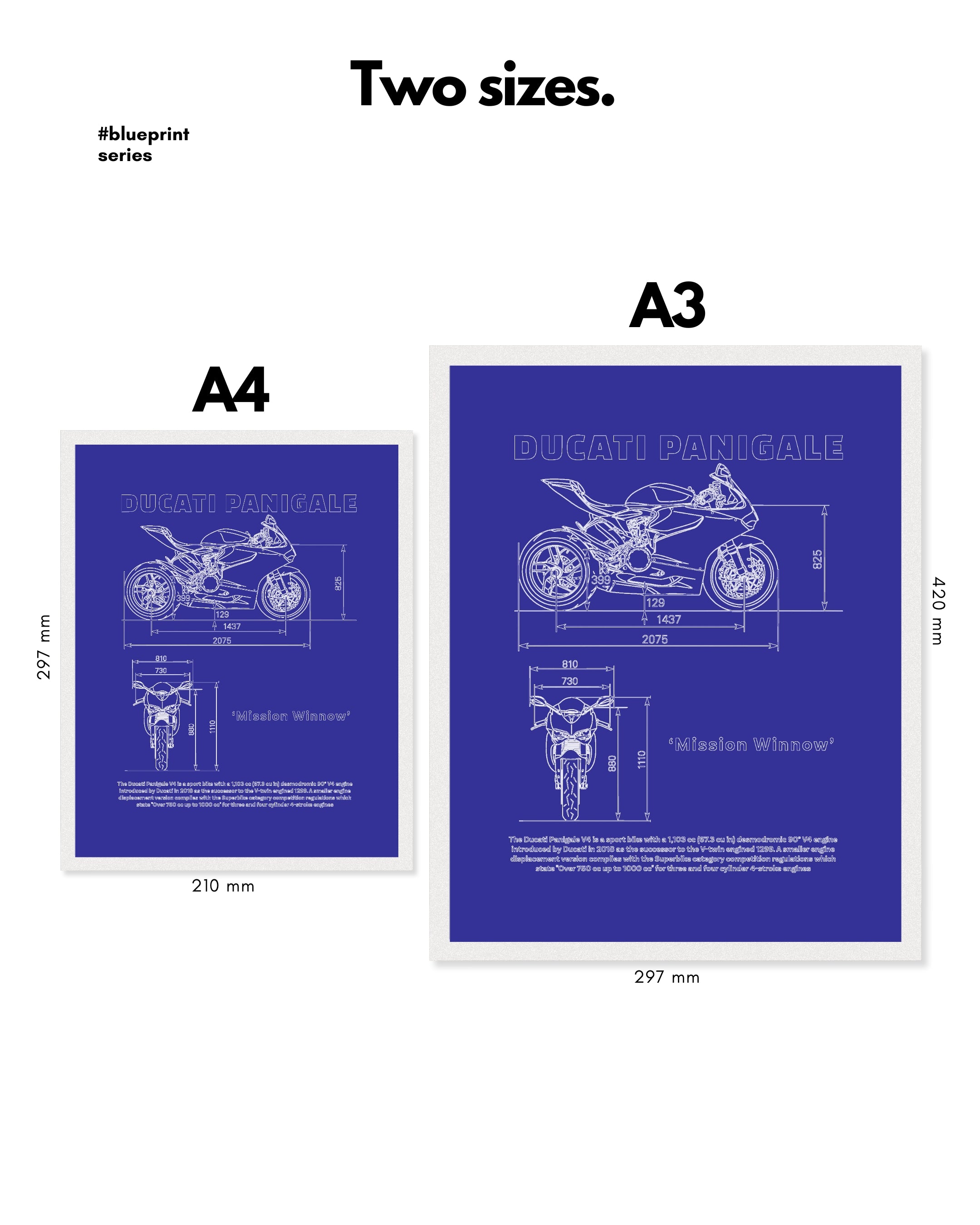 Ducati Panigale Blueprint Line Art Poster - Bike Poster