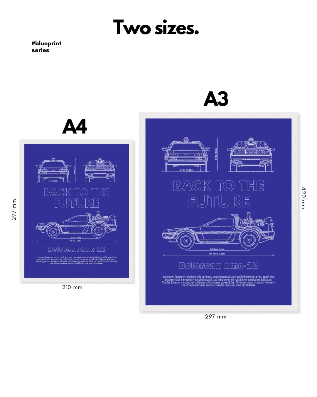 Back To The Future DeLorean Blueprint Line Art Poster