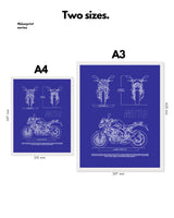 Yamaha MT-10 Blueprint Line Art Poster - Bike Poster