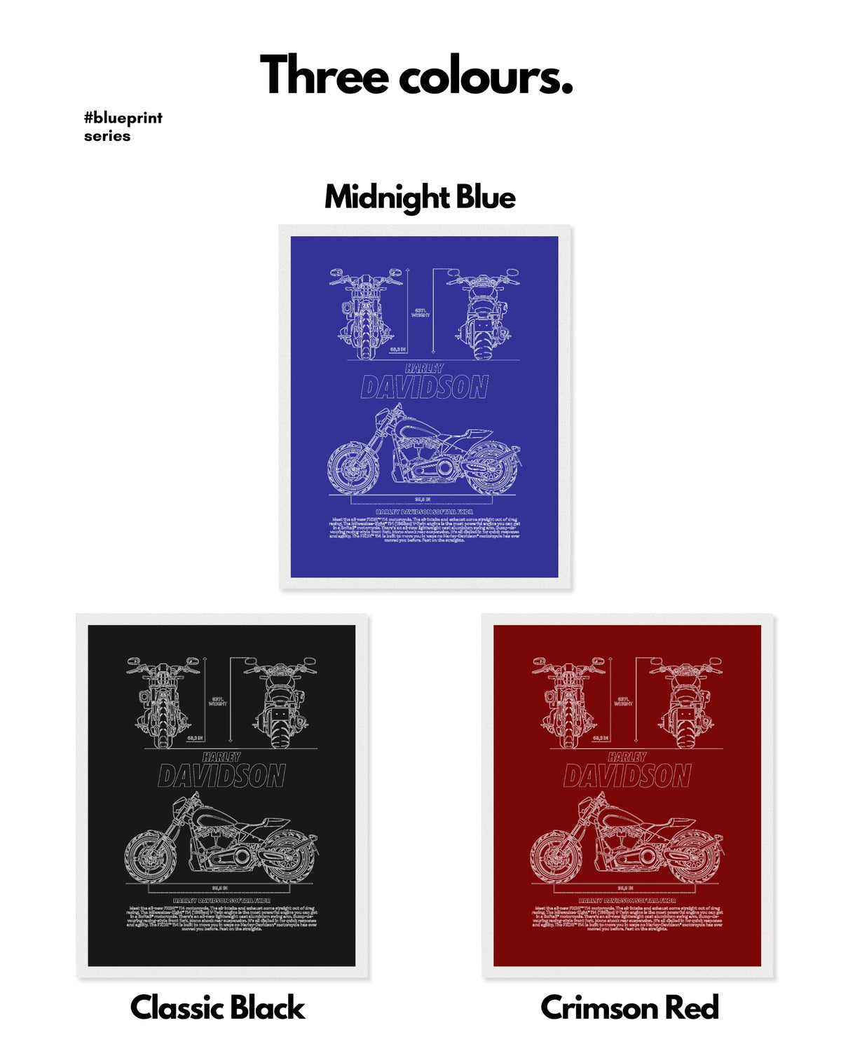 Harley Davidson Softail FXDR Blueprint Line Art Poster - Bike Poster
