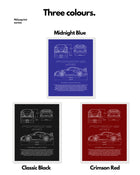 Porsche GT3RS Blueprint Line Art Poster