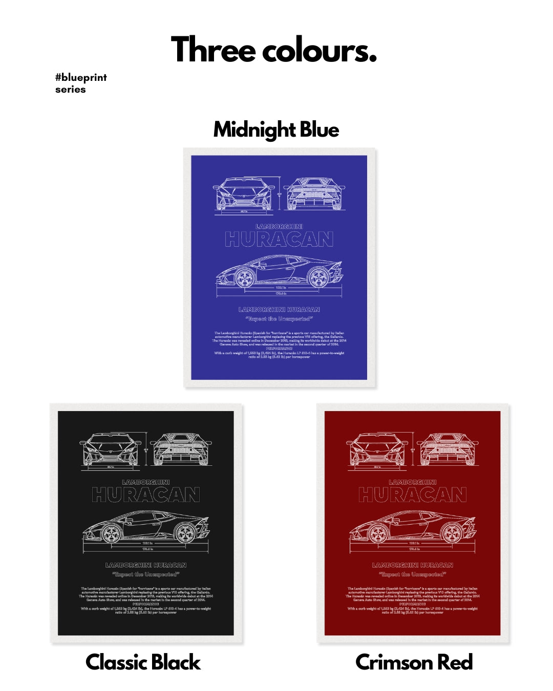 Lamborghini Huracan Blueprint Line Art Poster