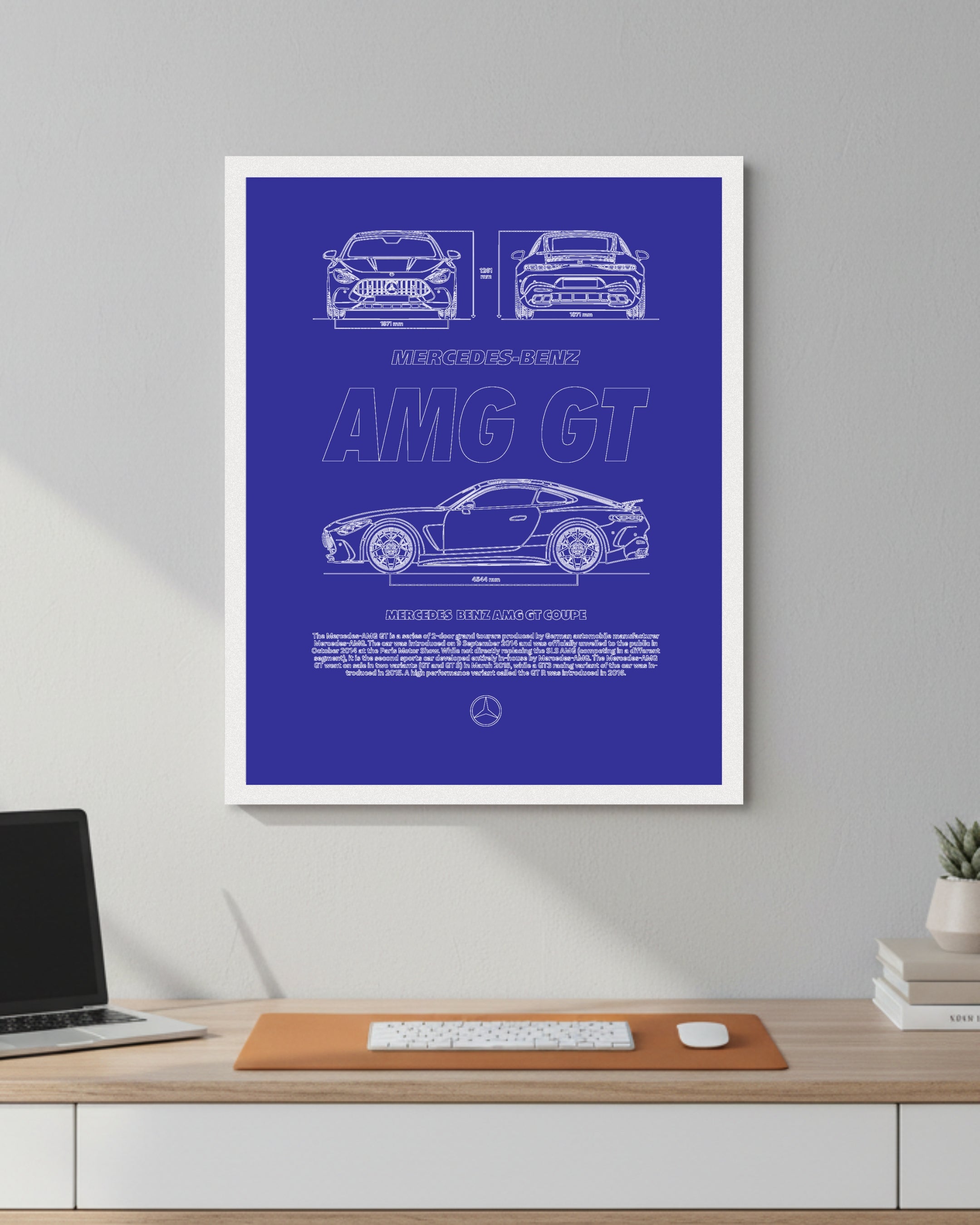 Mercedes AMG GT Blueprint Line Art Poster