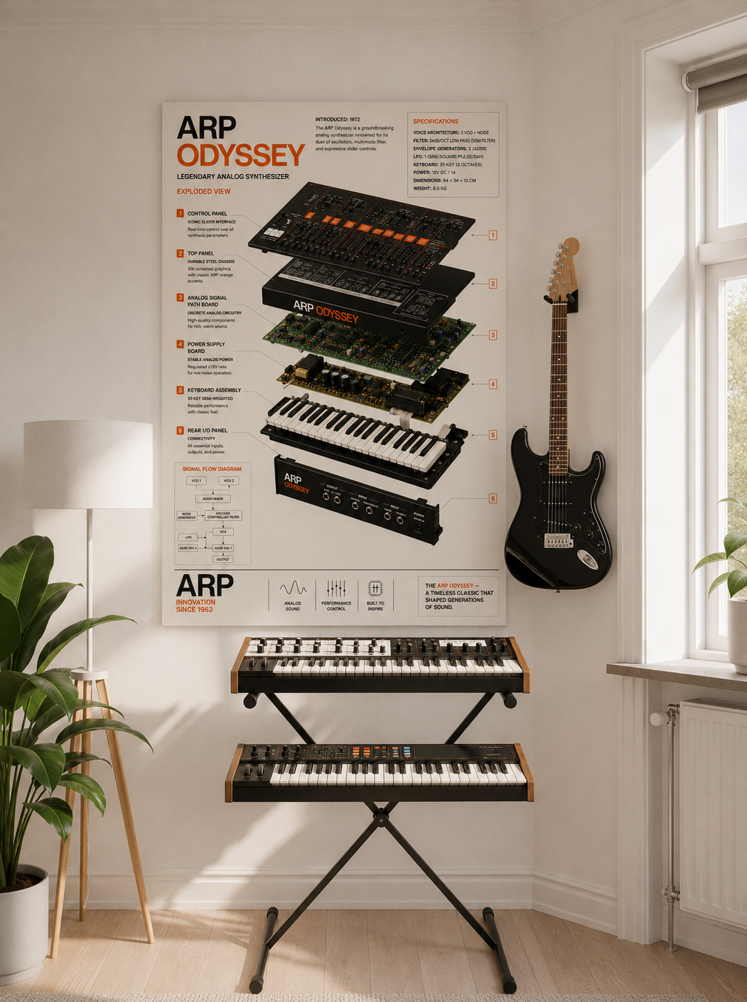 KORG Arp Odyssey Wall Art Poster - Synthesizer Poster, Music Studio Wall Decor, Gift for Music Producer