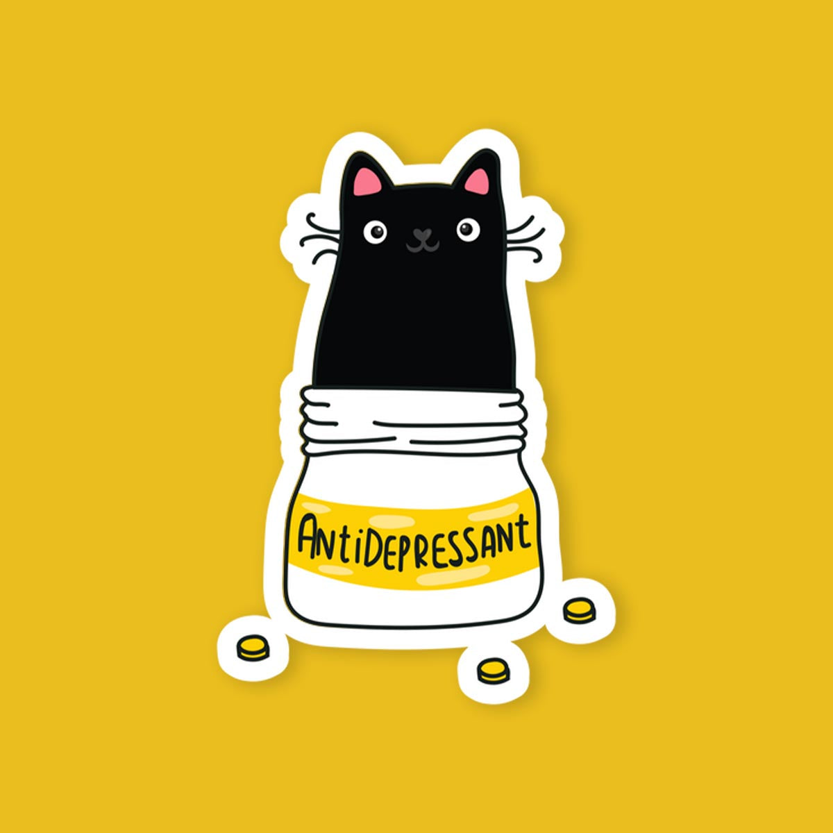 Antidepressant Cat Sticker