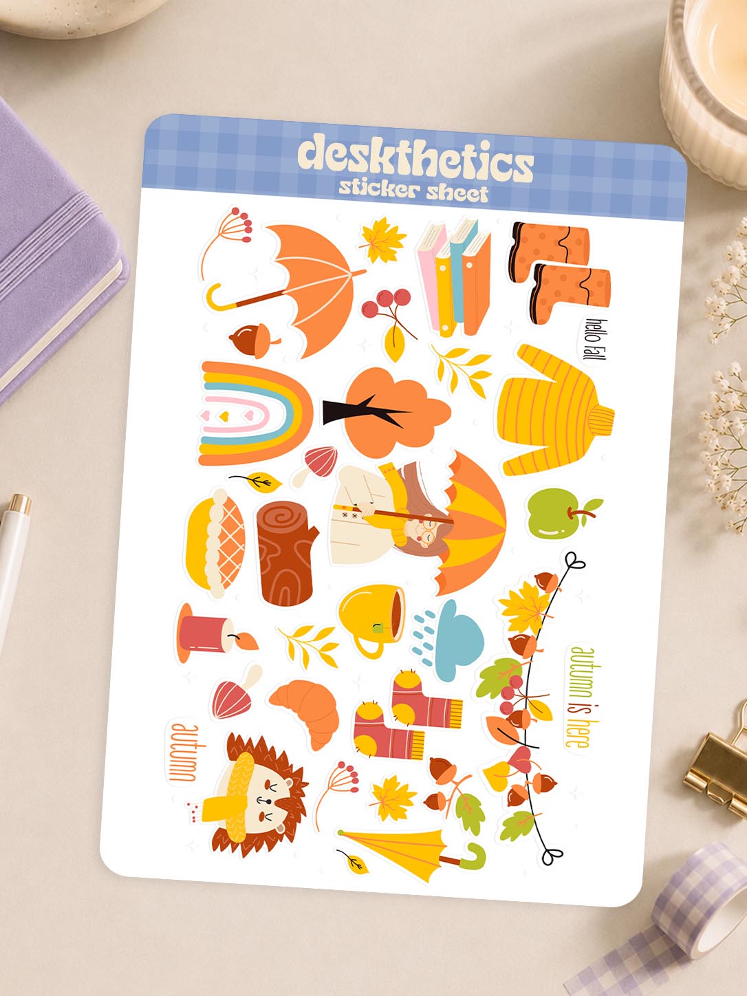 Autumn Is Here Aesthetic Sticker Sheet