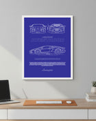 Lamborghini Aventador S Blueprint Line Art Poster