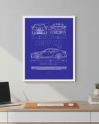 BMW CSL 3.0 Blueprint Line Art Poster