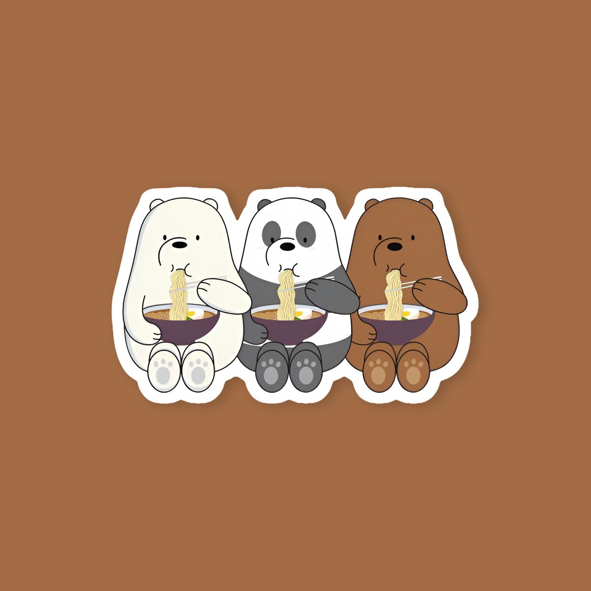 Bears Eating Noodles Sticker