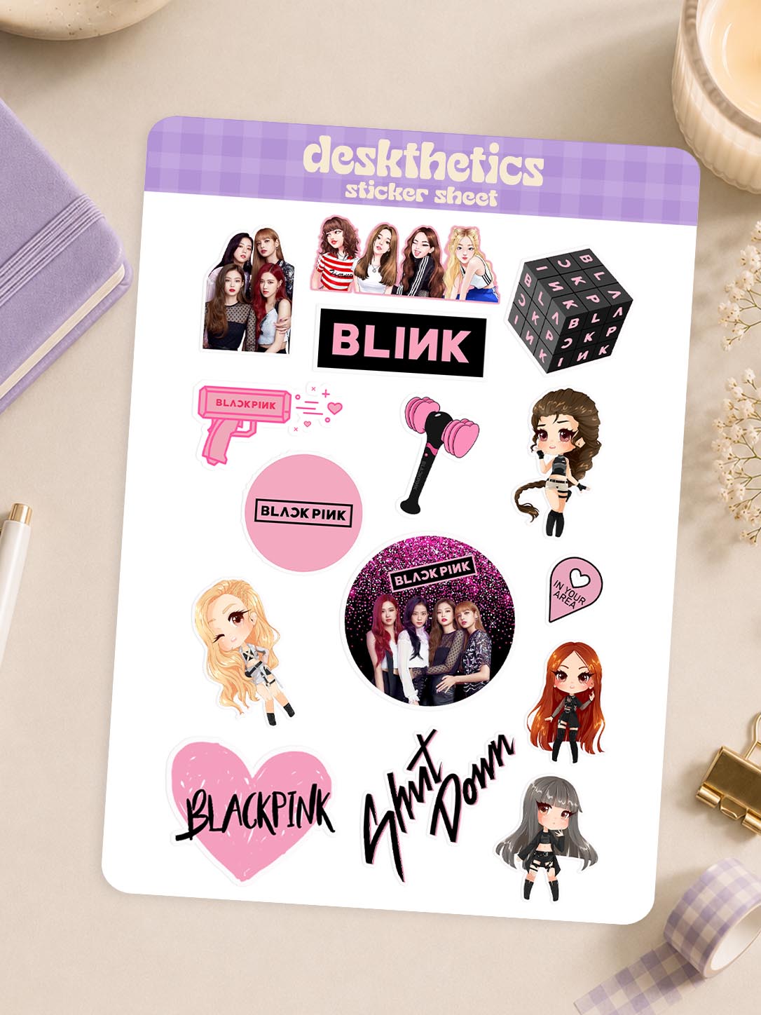 Black Pink Sticker Sheet