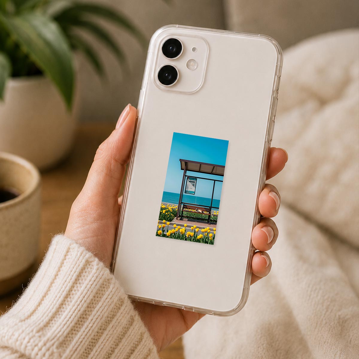 Bus Stop Tulip Field Poster Sticker