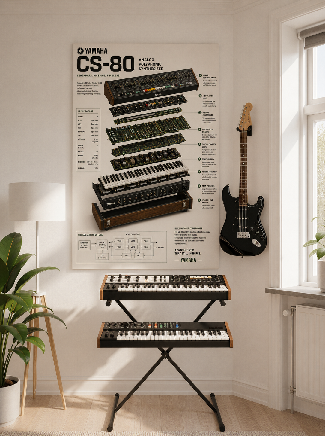 Yamaha CS-80 Wall Art Poster - Synthesizer Poster, Music Studio Wall Decor, Gift for Music Producer