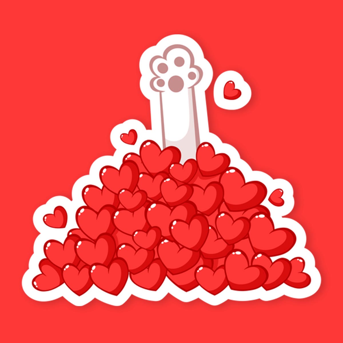 Cat Buried In Hearts Sticker